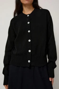 Clearance Ada Crewneck Cardigan in Black Sweaters|Collections