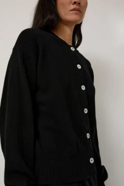 Clearance Ada Crewneck Cardigan in Black Sweaters|Collections