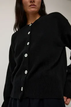 Clearance Ada Crewneck Cardigan in Black Sweaters|Collections