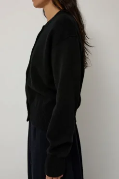 Clearance Ada Crewneck Cardigan in Black Sweaters|Collections
