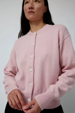 Discount Ada Crewneck Cardigan in Pink Sweaters|Clothing