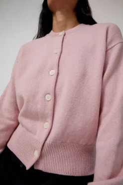 Discount Ada Crewneck Cardigan in Pink Sweaters|Clothing