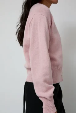 Discount Ada Crewneck Cardigan in Pink Sweaters|Clothing