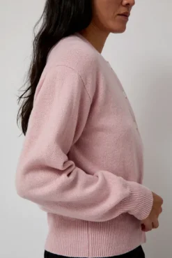 Discount Ada Crewneck Cardigan in Pink Sweaters|Clothing