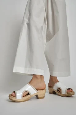Hot Alexis Clog on Mid Heel in White Patent Sale Clogs|Collections