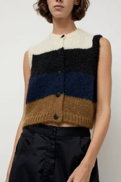 New Alpaca Mohair Waistcoat in Stripe Collections|Sweaters