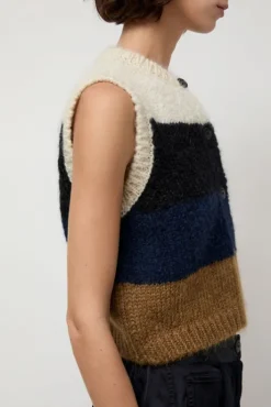 New Alpaca Mohair Waistcoat in Stripe Collections|Sweaters