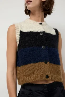 New Alpaca Mohair Waistcoat in Stripe Collections|Sweaters