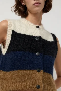 New Alpaca Mohair Waistcoat in Stripe Collections|Sweaters