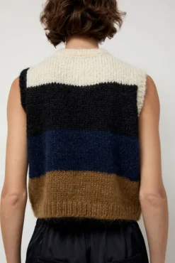 New Alpaca Mohair Waistcoat in Stripe Collections|Sweaters