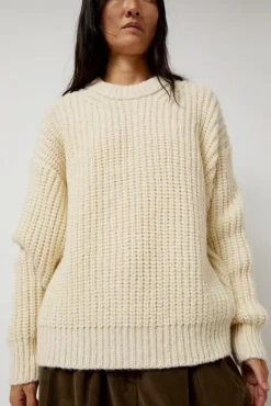 Sale Alpaca Rib Sweater in Cream Sweaters|Clothing