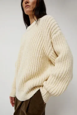 Sale Alpaca Rib Sweater in Cream Sweaters|Clothing