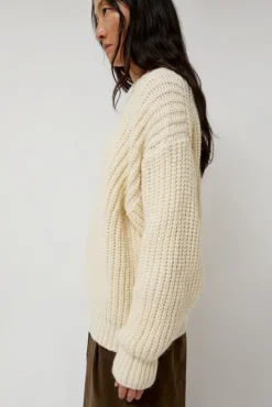 Sale Alpaca Rib Sweater in Cream Sweaters|Clothing