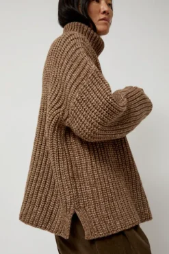 Fashion Alpaca Rib Turtleneck in Brown Sweaters|Clothing
