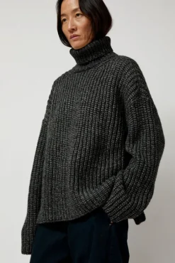 New Alpaca Rib Turtleneck in Charcoal Sweaters|Clothing
