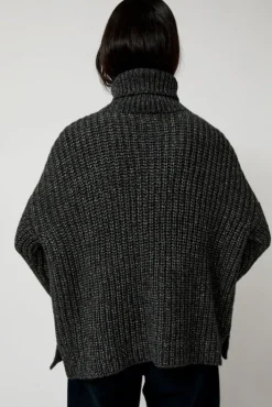 New Alpaca Rib Turtleneck in Charcoal Sweaters|Clothing