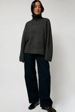 New Alpaca Rib Turtleneck in Charcoal Sweaters|Clothing