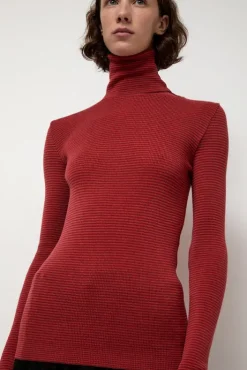 Online Alpha Rollneck in Paradise Red Fine Stripes Sweaters|Clothing