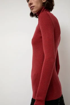 Online Alpha Rollneck in Paradise Red Fine Stripes Sweaters|Clothing