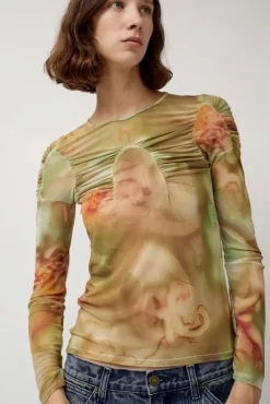 Online Arc Long Sleeve Top in Sage Molten Floral Tops|Clothing