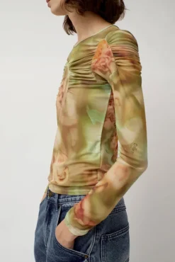 Online Arc Long Sleeve Top in Sage Molten Floral Tops|Clothing