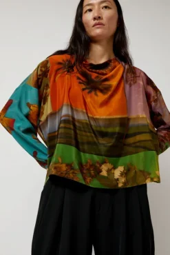 Discount Asymmetric Top in Print G Collections|Tops