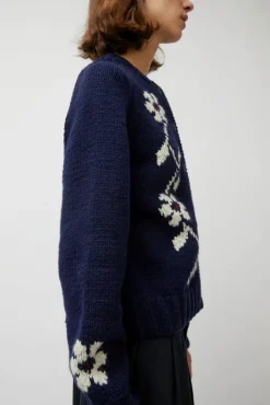 Outlet Atomic Flower Cardigan in Navy Collections|Sweaters