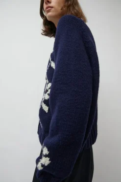 Outlet Atomic Flower Cardigan in Navy Collections|Sweaters