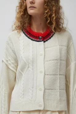 Best Baby Alpaca Textured Cardigan in Cream Sweaters|Clothing