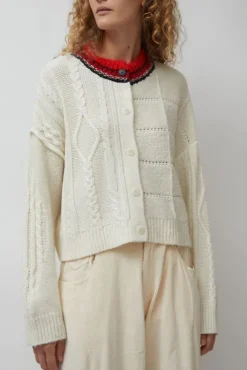 Best Baby Alpaca Textured Cardigan in Cream Sweaters|Clothing