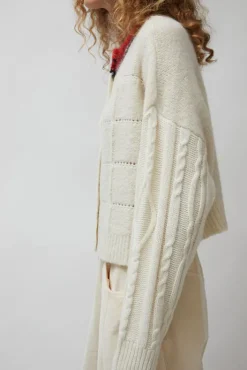 Best Baby Alpaca Textured Cardigan in Cream Sweaters|Clothing