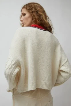 Best Baby Alpaca Textured Cardigan in Cream Sweaters|Clothing