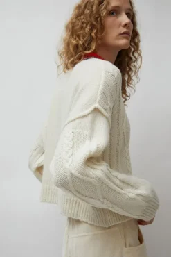 Best Baby Alpaca Textured Cardigan in Cream Sweaters|Clothing