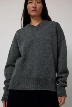 New Balla Slouch V Neck Sweater in Derby Grey Sweaters|Clothing
