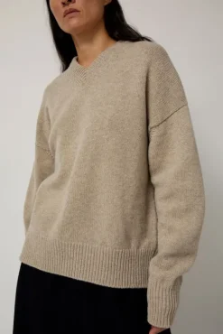 Hot Balla Slouch V Neck Sweater in Beige Collections|Sweaters