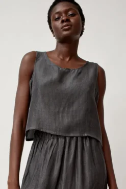 Fashion Basic Tank in Black Tencel Collections|Tops