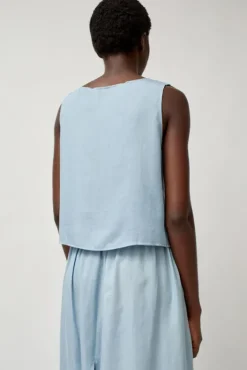 Sale Basic Tank in Light Blue Tencel Tops|Clothing