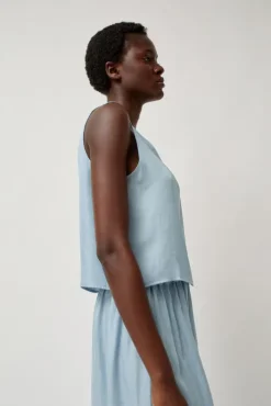 Sale Basic Tank in Light Blue Tencel Tops|Clothing