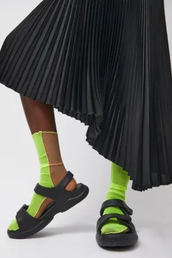 Online Bicolor Mesh Ankle Socks in Yellow Fluo and Nude Socks & Tights|Accessories