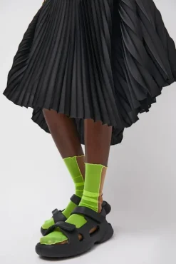 Online Bicolor Mesh Ankle Socks in Yellow Fluo and Nude Socks & Tights|Accessories