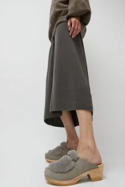 Hot Billie Fur Clog on Mid Heel in Mist Collections|Clog Sandals And Shoes