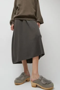 Hot Billie Fur Clog on Mid Heel in Mist Collections|Clog Sandals And Shoes