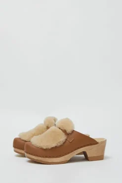 Outlet Billie Fur Clog on Mid Heel in Palomino Clog Sandals And Shoes|Clogs And Shoes