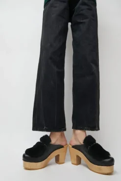 Fashion Billie Fur Clog on Platform in Black Collections|Clog Sandals And Shoes
