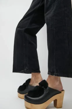 Fashion Billie Fur Clog on Platform in Black Collections|Clog Sandals And Shoes