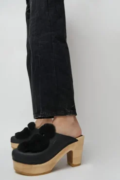 Fashion Billie Fur Clog on Platform in Black Collections|Clog Sandals And Shoes