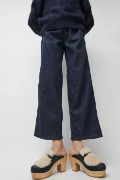Clearance Billie Fur Clog on Platform in Indigo and Bone Collections|Clog Sandals And Shoes