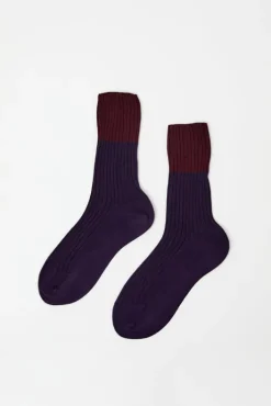 Best Bitone Cotton Socks in Dark Violet Collections|Socks & Tights