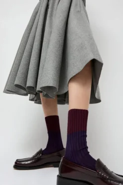 Best Bitone Cotton Socks in Dark Violet Collections|Socks & Tights