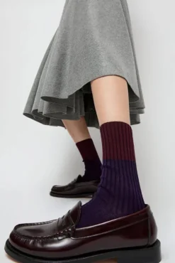 Best Bitone Cotton Socks in Dark Violet Collections|Socks & Tights